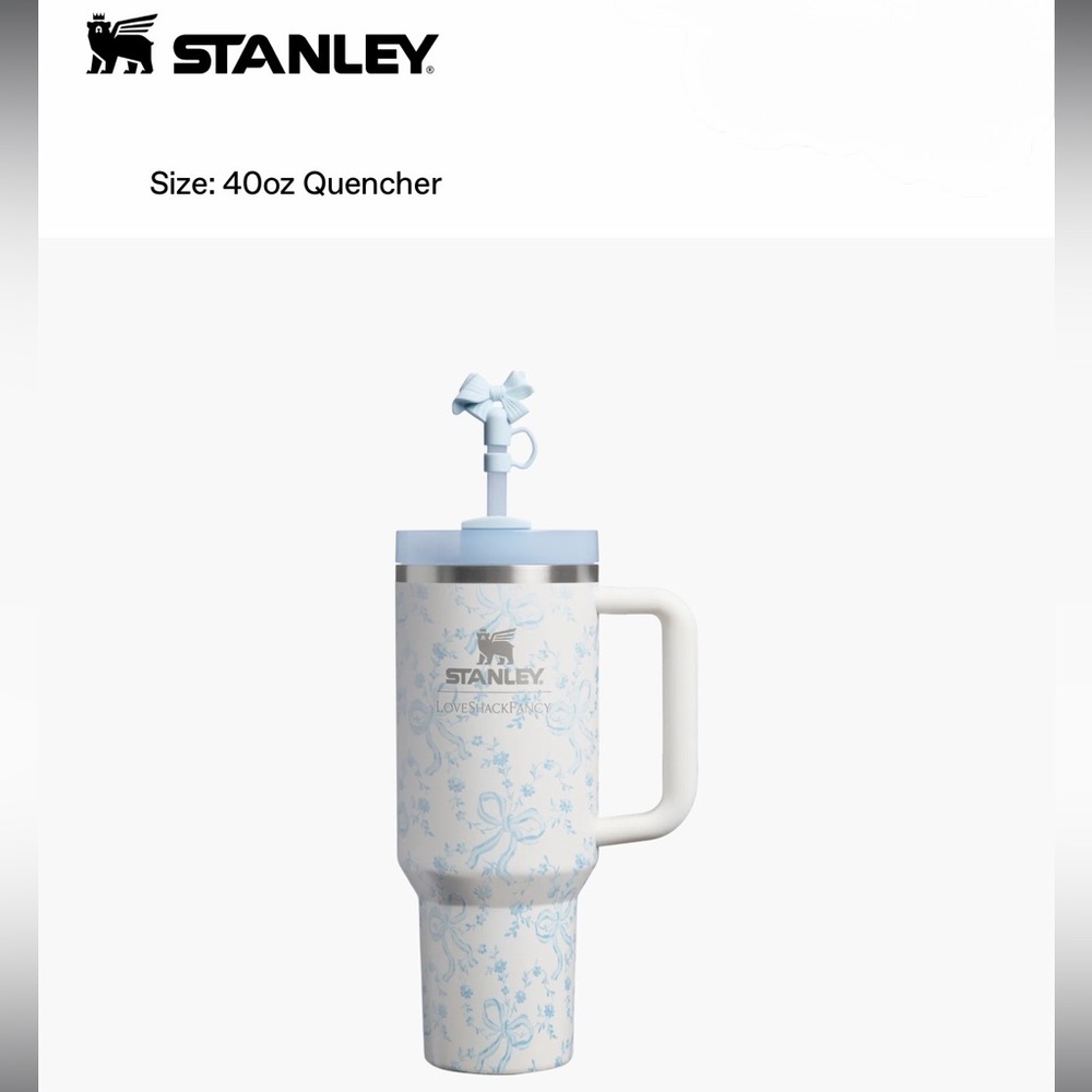 Stanley Coquette Floral Travel Tumbler in Light Blue and White